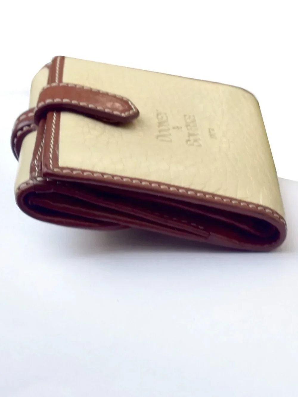 Dooney & Bourke Leather Bifold Wallet Ivory Cream British Tan